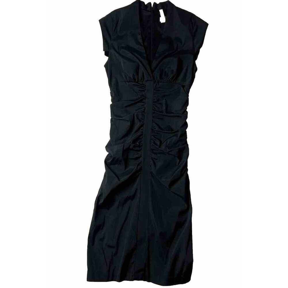 Cache Women’s 2 Bodycon Midi Dress V Neck Runched Goth Sexy Cocktail Y2K Grunge